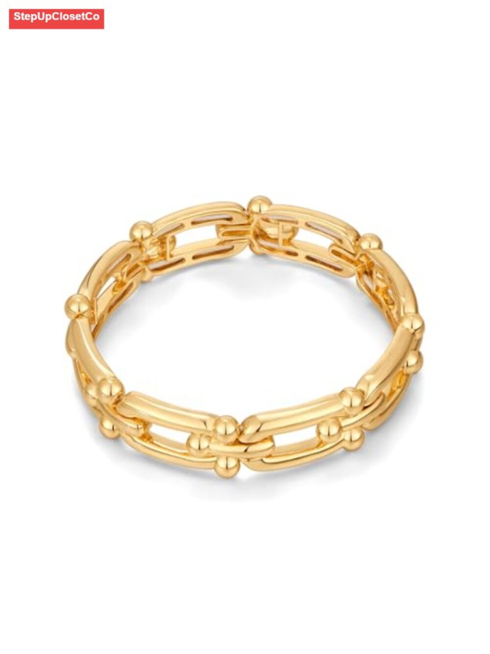 Chunky Gold Stretch Bracelet Women Adjustable Elastic Chain Statement Bangle